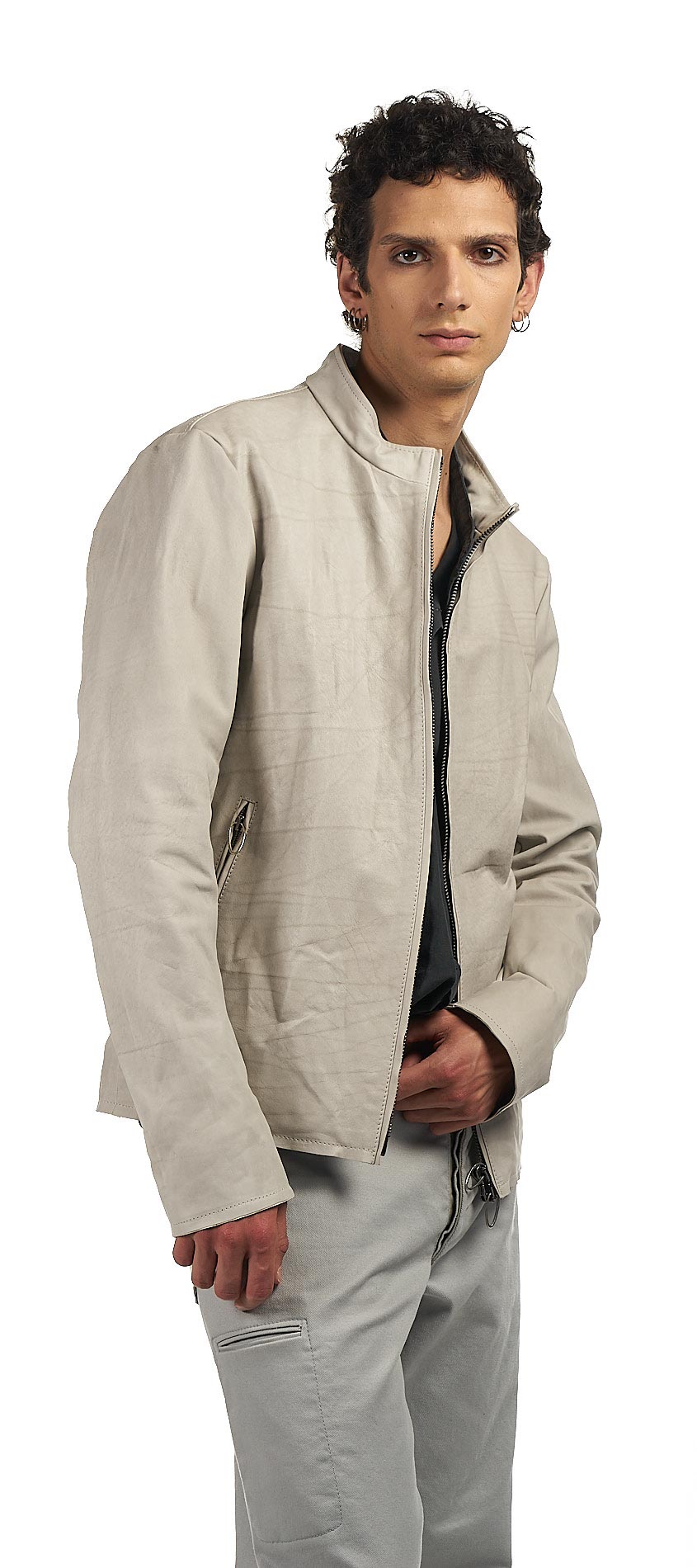 DANIELE BASTA LEATHER AND SILVER JACKET 